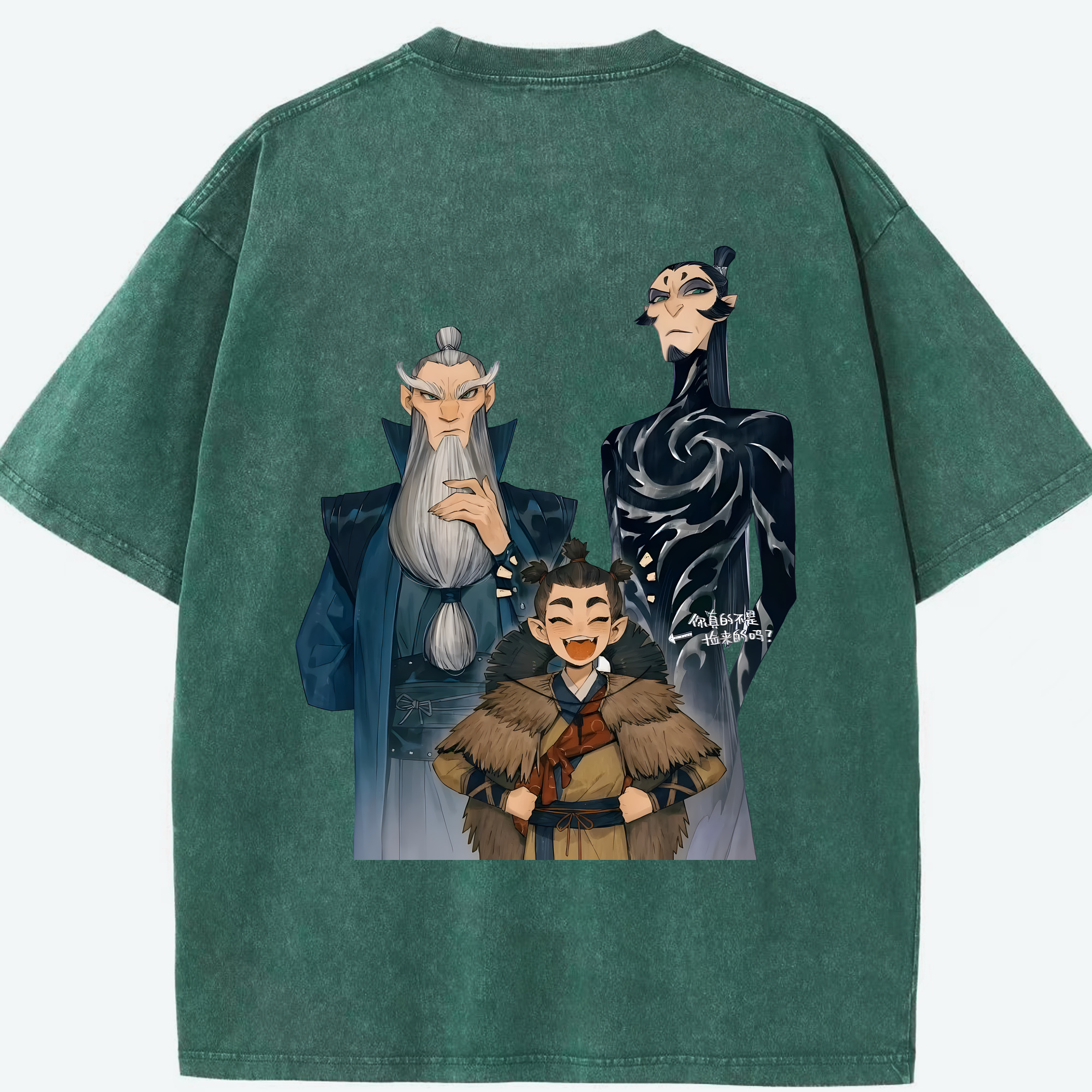 （画像用） Ne Zha 2 ナタ 魔童の大暴れ 綿100% ヴィンテージ風 半袖Tシャツ（背面プリント）